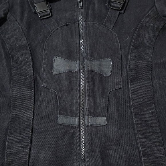 Vintage Tripp NYC Black 100% Cotton Denim Goth Punk Biker Jacket - Picture 7 of 15